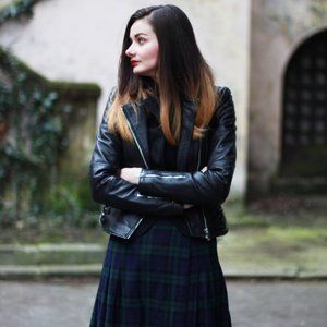 Vintage wool kilt skirt Wrap skirt Green and blue wool skirt Big Scottish skirt